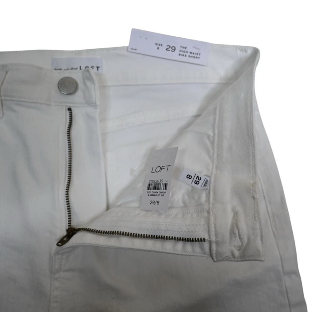 LOFT Womens 29/8 Fresh Cut High Rise Denim Bike Shorts in White NEW - Picture 8 of 12